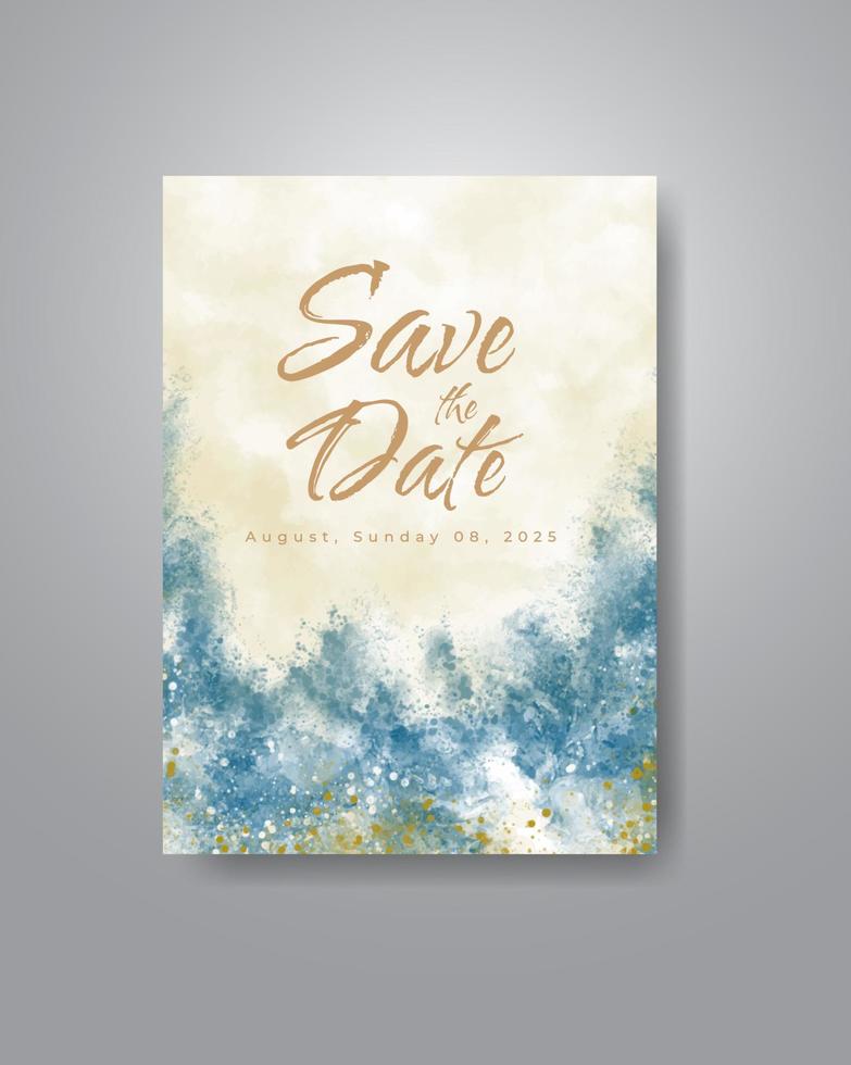 Save the date with watercolor background. Design for your invitation. vector