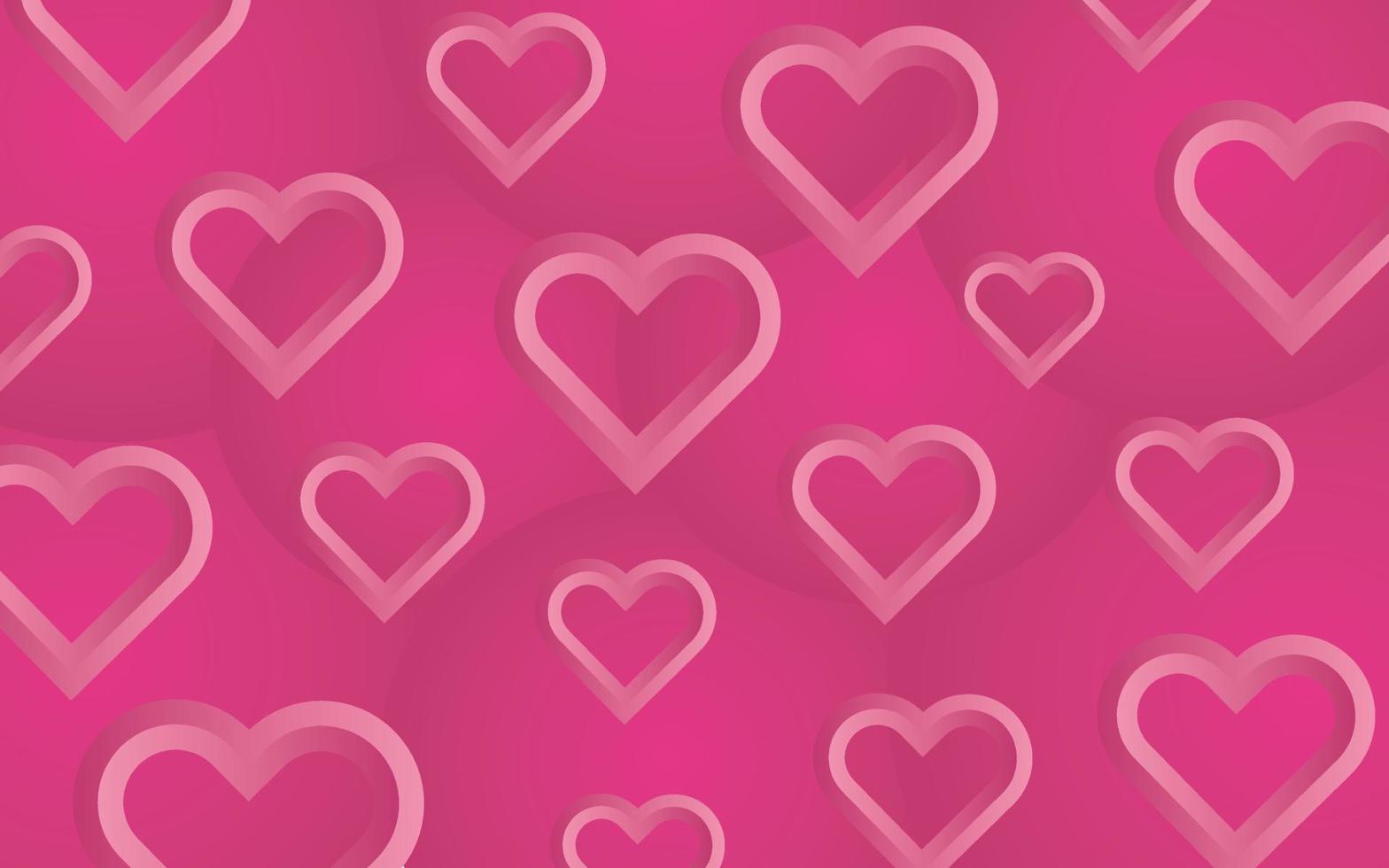 Pink 3d Line Heart Shapes Background vector