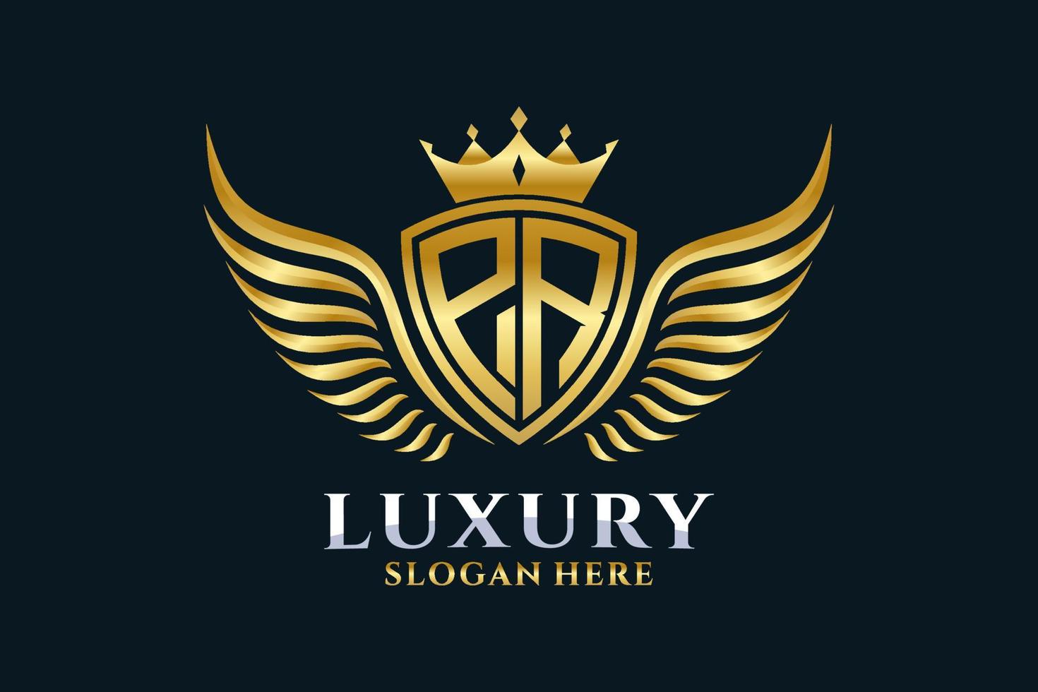 Luxury royal wing Letter PR crest Gold color Logo vector, Victory logo, crest logo, wing logo, vector logo template.