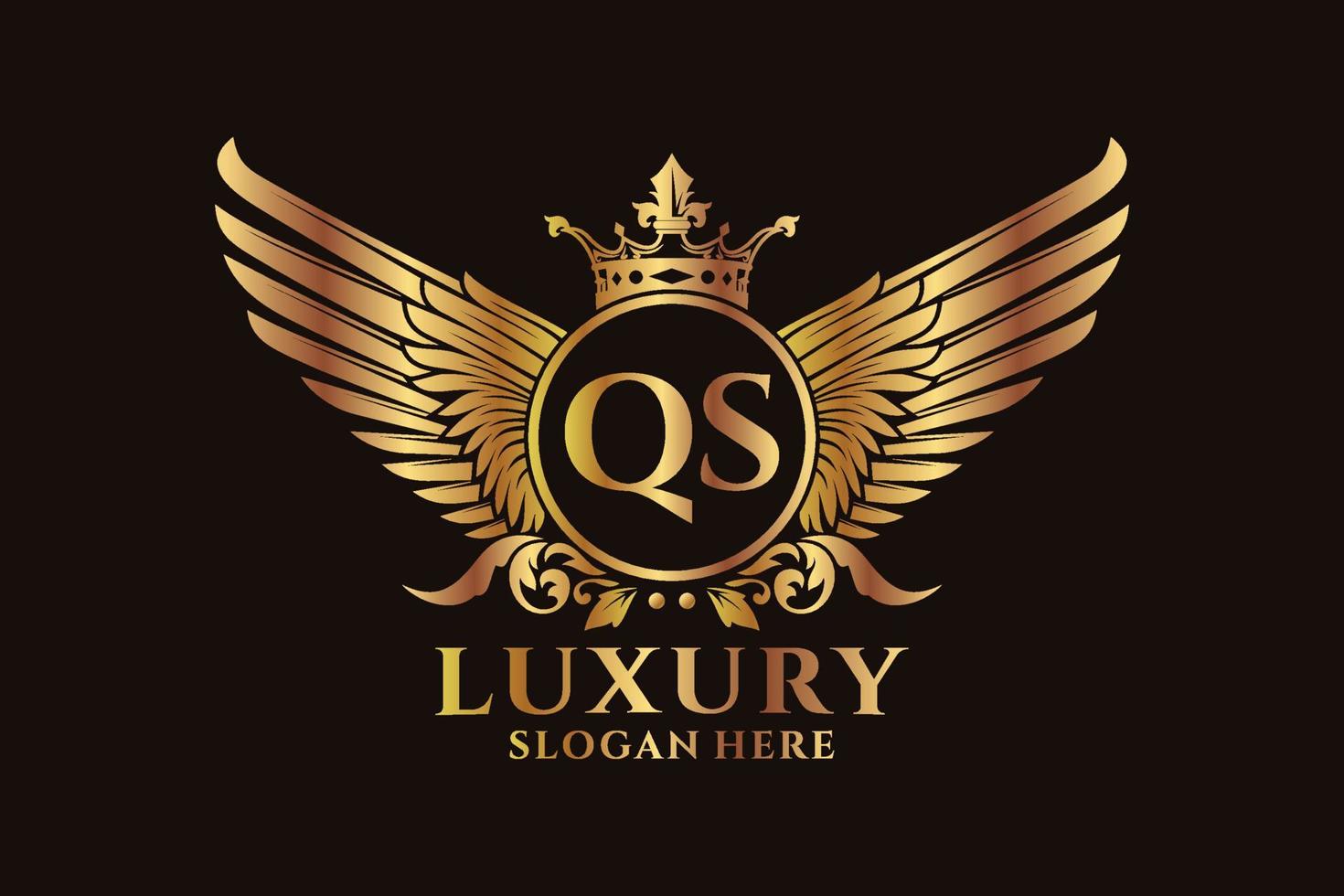 Luxury royal wing Letter QS crest Gold color Logo vector, Victory logo, crest logo, wing logo, vector logo template.