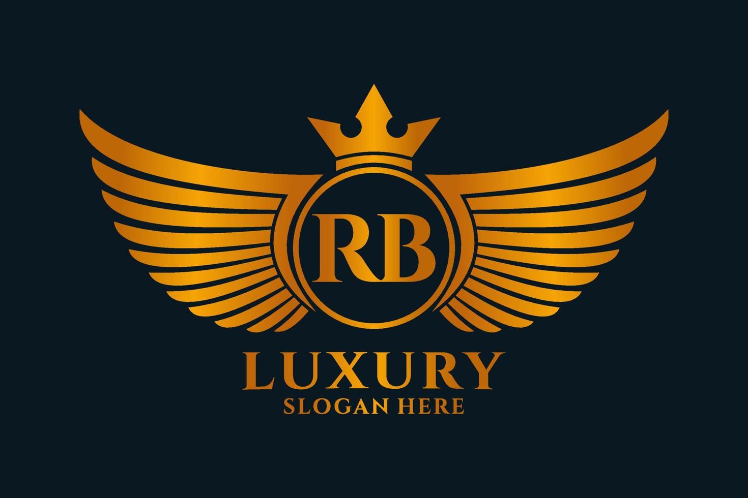 Luxury royal wing Letter RB crest Gold color Logo vector, Victory logo, crest logo, wing logo, vector logo template.