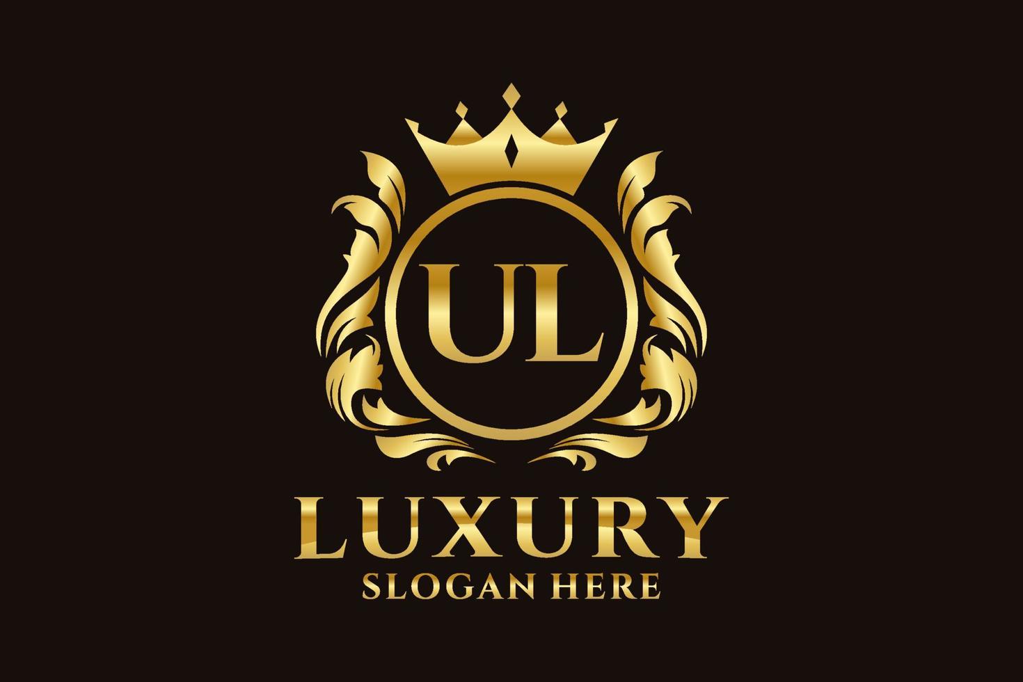 Initial UL Letter Royal Luxury Logo template in vector art for luxurious branding projects and other vector illustration.