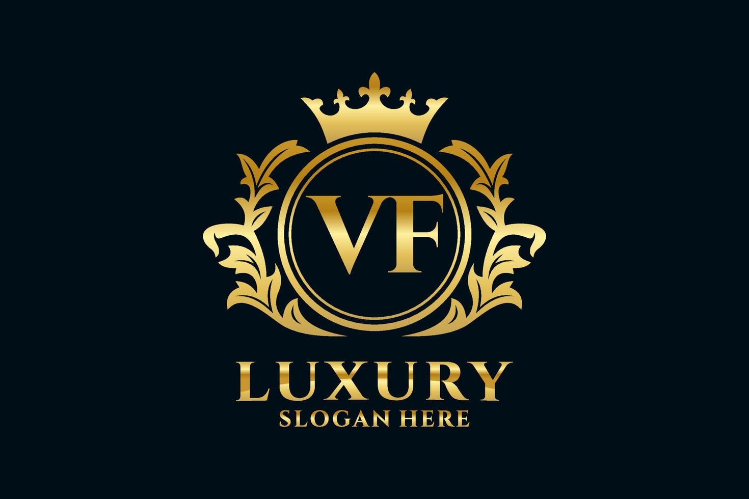 Initial VF Letter Royal Luxury Logo template in vector art for luxurious branding projects and other vector illustration.