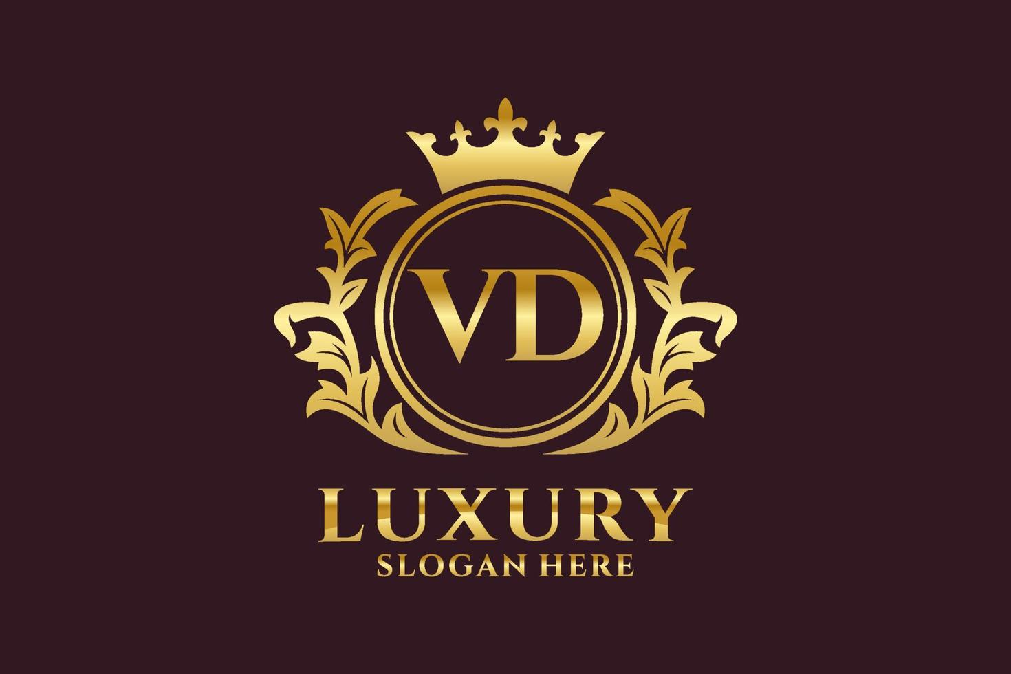 plantilla de logotipo de lujo real de letra vd inicial en arte vectorial para proyectos de marca de lujo y otras ilustraciones vectoriales. vector