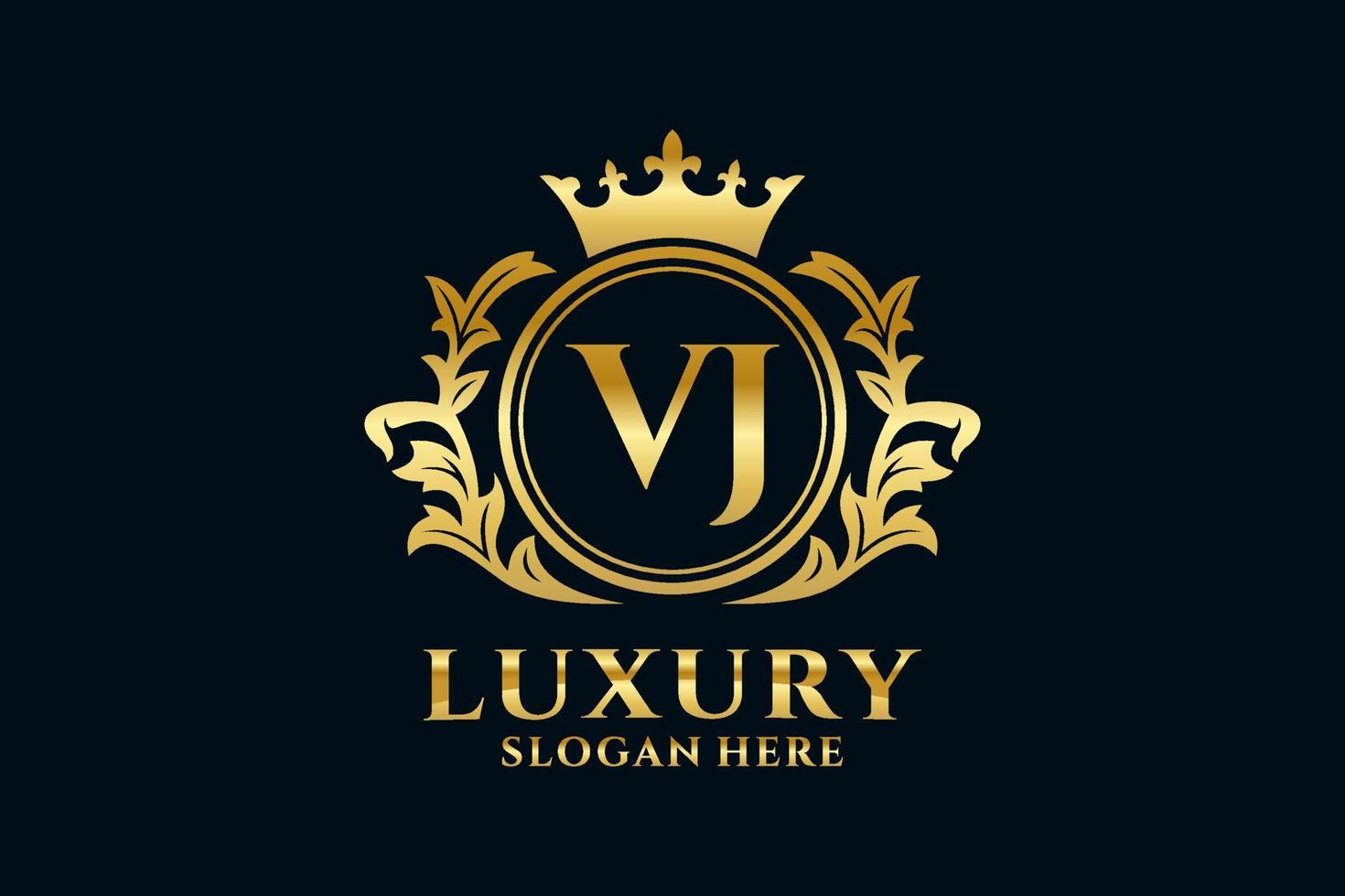 Initial VJ Letter Royal Luxury Logo template in vector art for luxurious branding projects and other vector illustration.