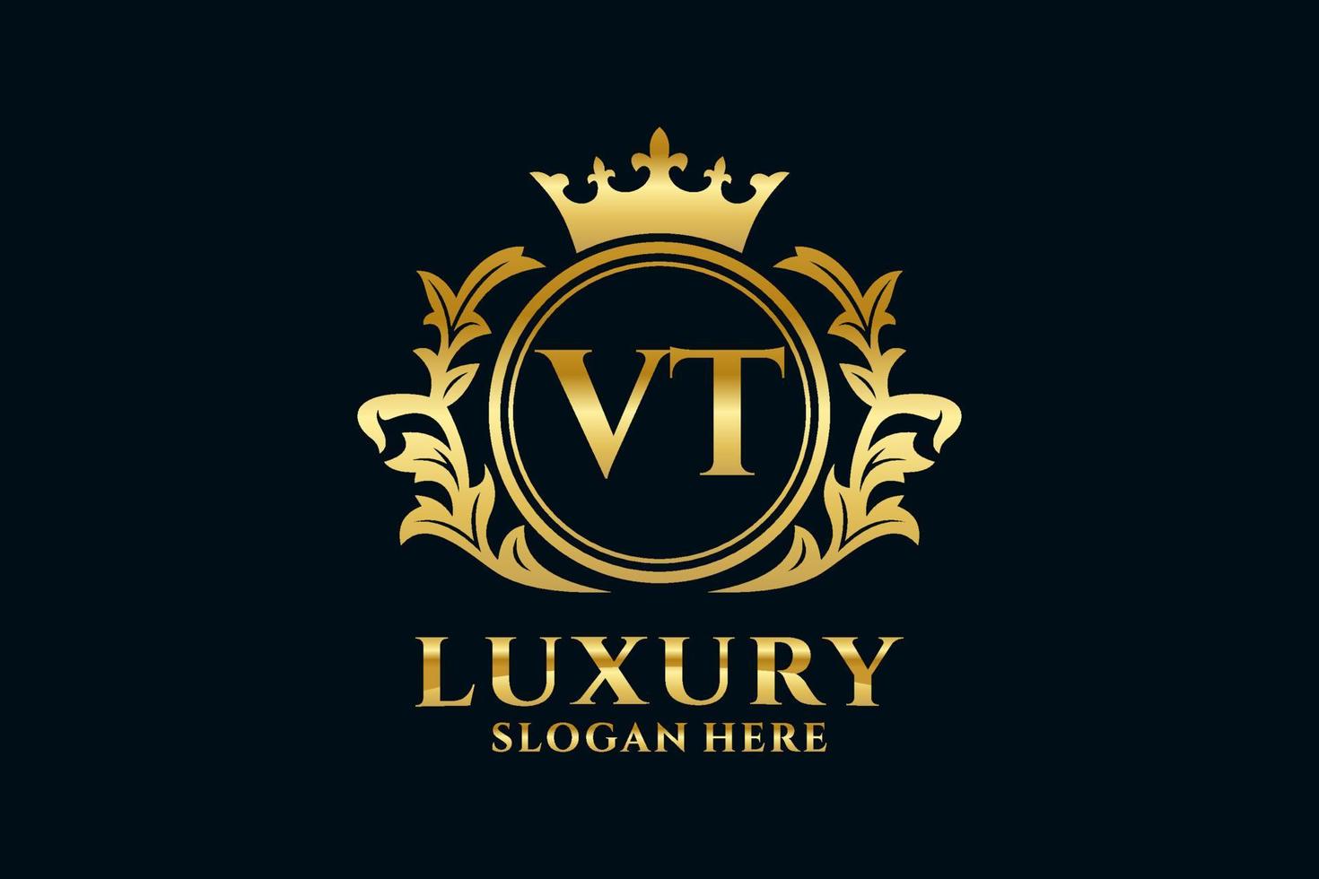 Initial VT Letter Royal Luxury Logo template in vector art for luxurious branding projects and other vector illustration.