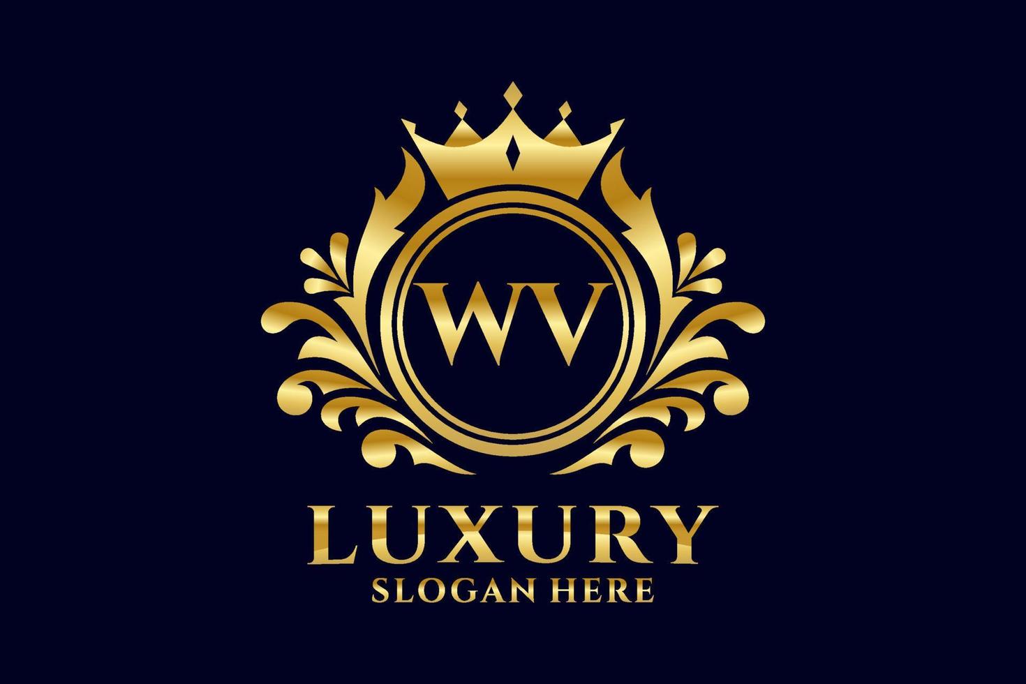 Initial WV Letter Royal Luxury Logo template in vector art for luxurious branding projects and other vector illustration.