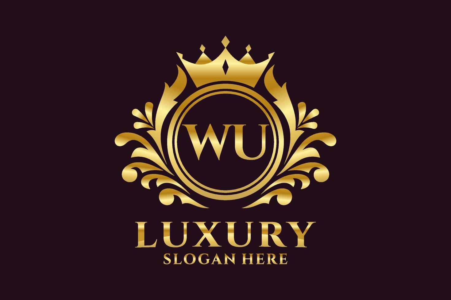 Initial WU Letter Royal Luxury Logo template in vector art for luxurious branding projects and other vector illustration.