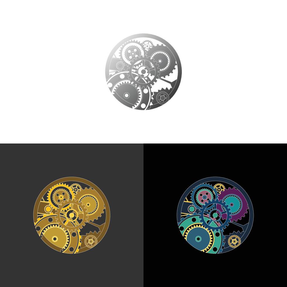 idea de diseño de reloj para logotipo, icono o símbolo. bueno para el tema de fantasía steampunk y el tiempo cósmico. conjuntos de símbolos de tiempo. vector