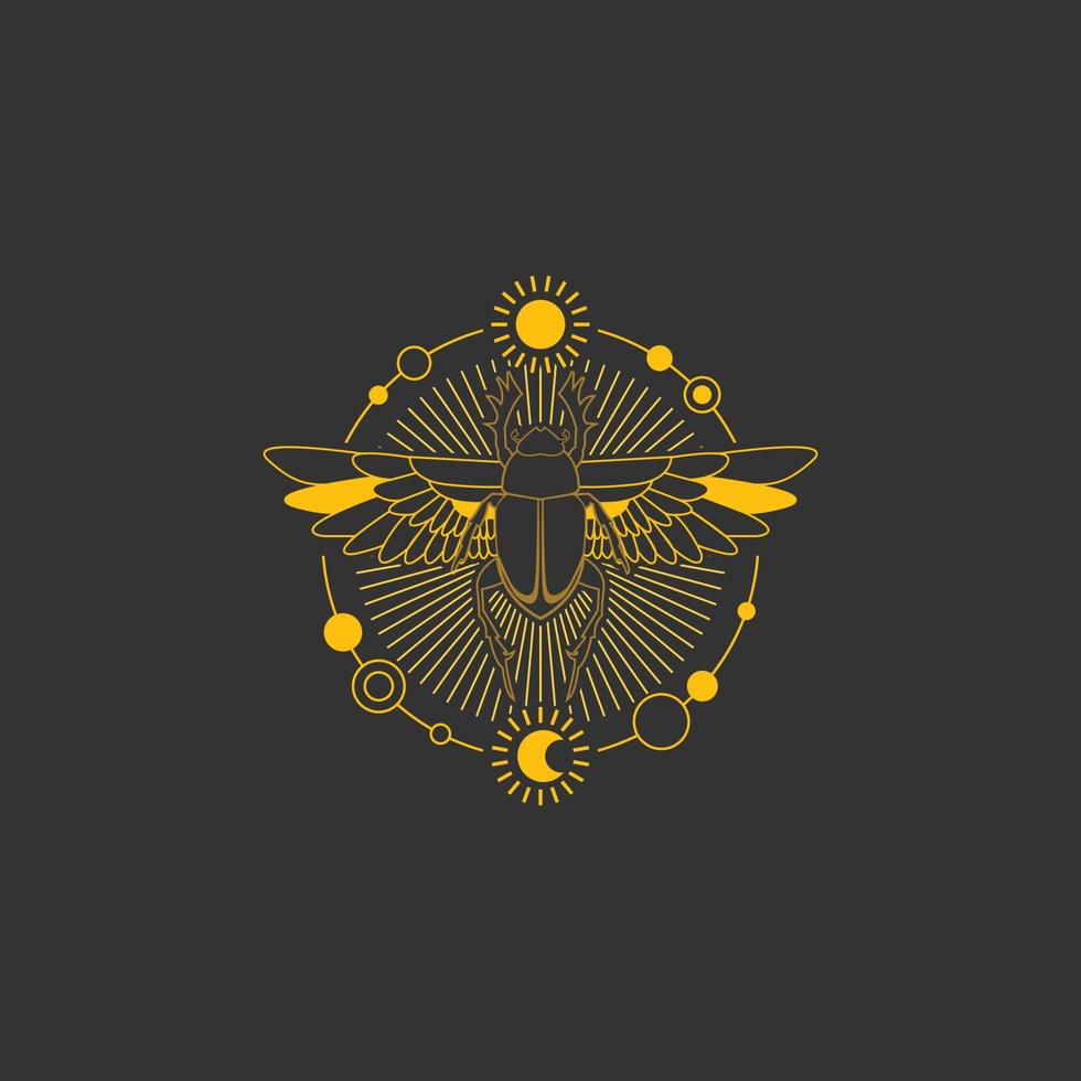 Scarab beetle symbol that represent cycle of life. Vector design for logo, mascot, icon, sign, symbol, badge, etc.