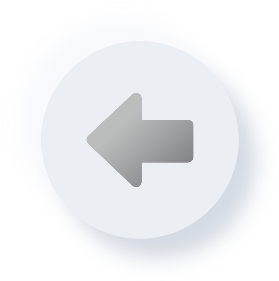 Neumorphic Left Arrow Icon, Neumorphism UI Button png