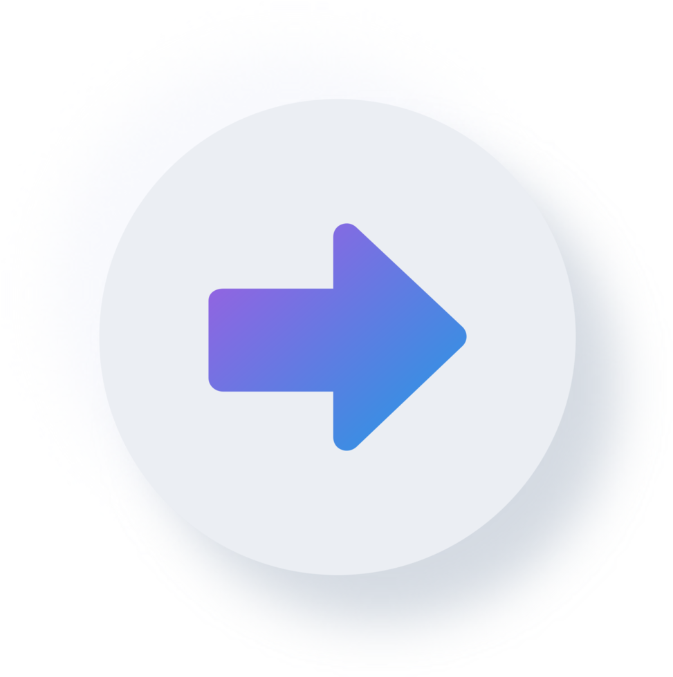 ícone de seta para a direita neumórfico, botão de interface do usuário de neumorfismo png