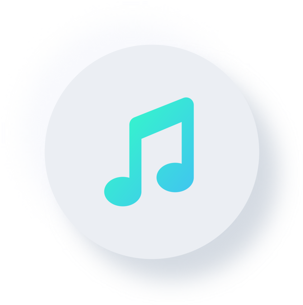 icône de note de musique neumorphique, bouton d'interface utilisateur de neumorphisme png