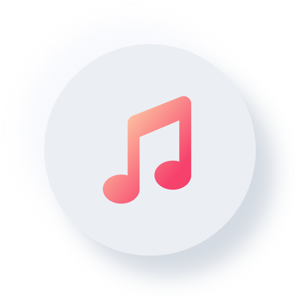 Neumorphic Music Note Icon, Neumorphism UI Button png