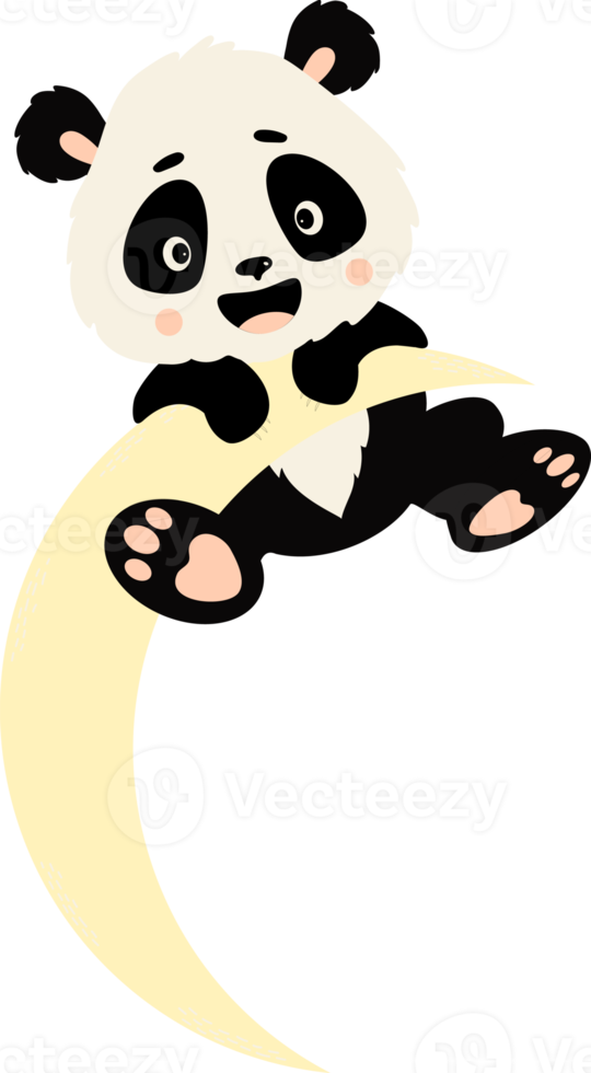 Cute panda  on moon png