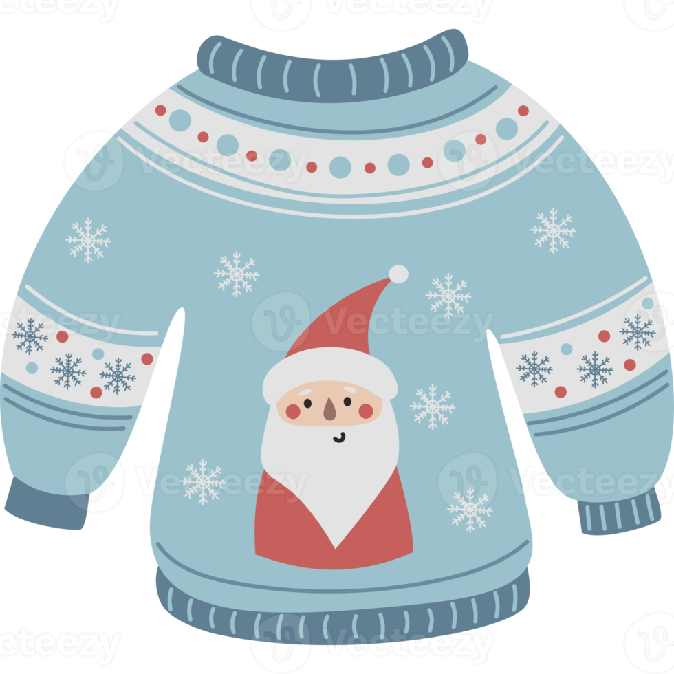 Knitted Christmas Sweater with Santa png