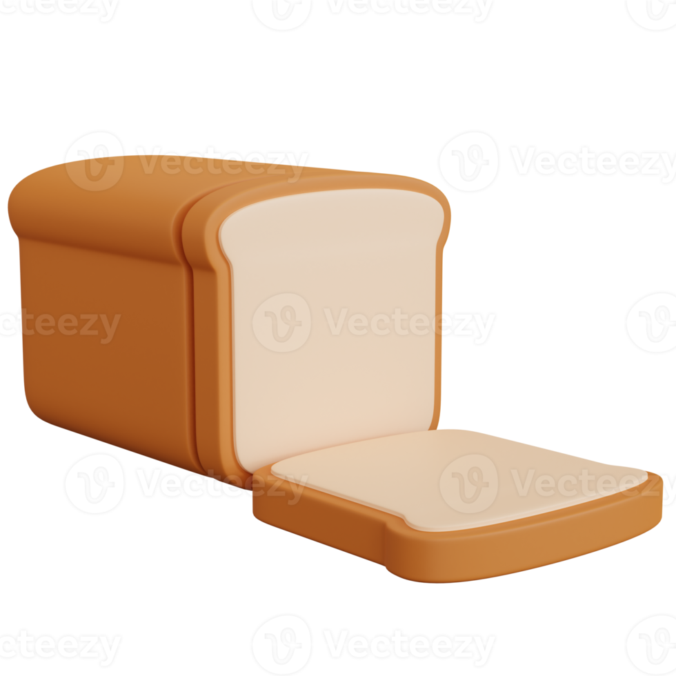 3d rendering whole bread and a few slices isolated png