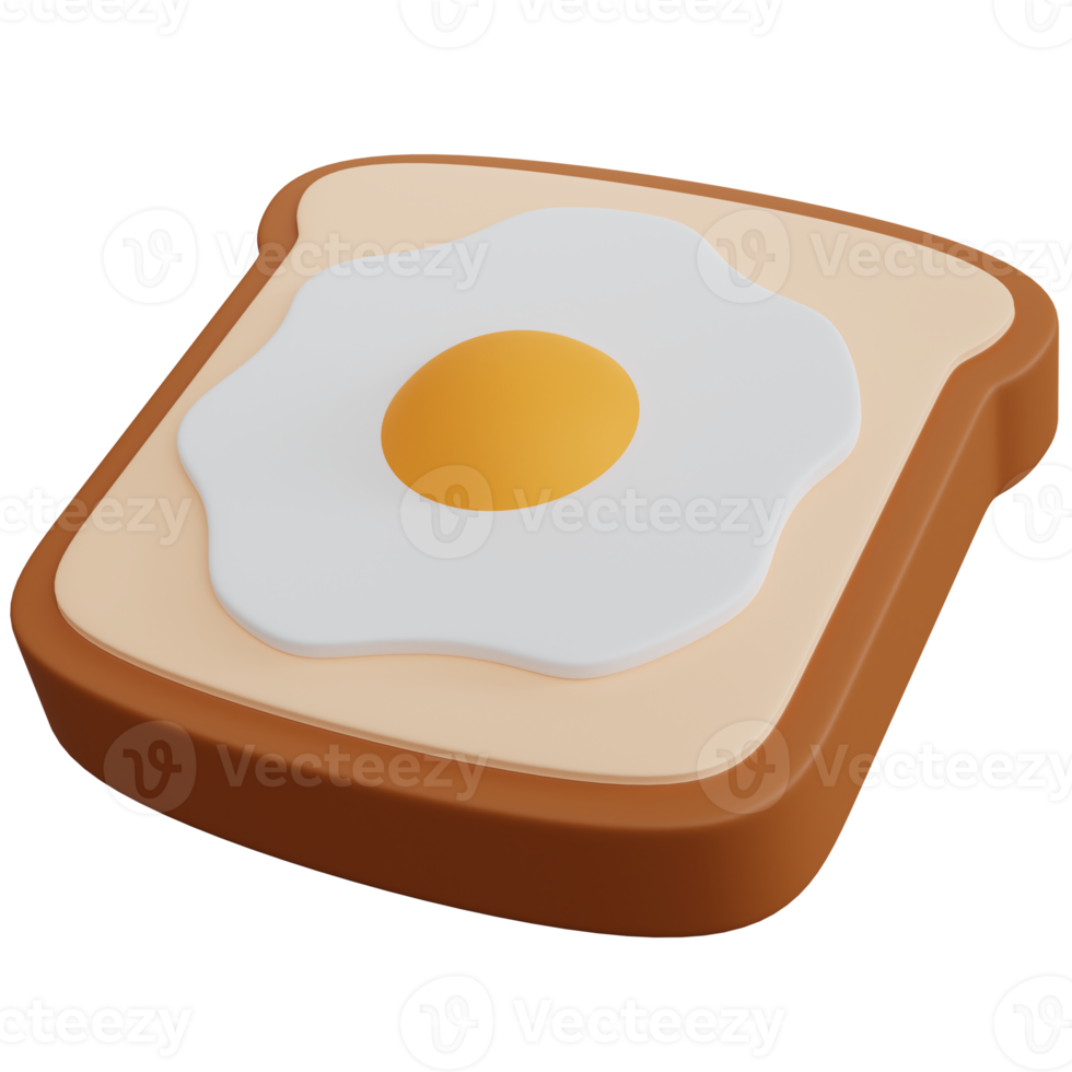 3d rendering bread and egg omelette isolated png