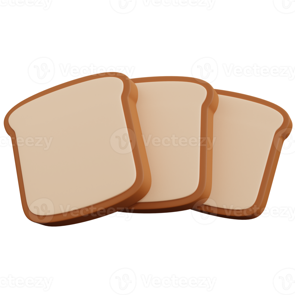 3d rendering three bread isolated png