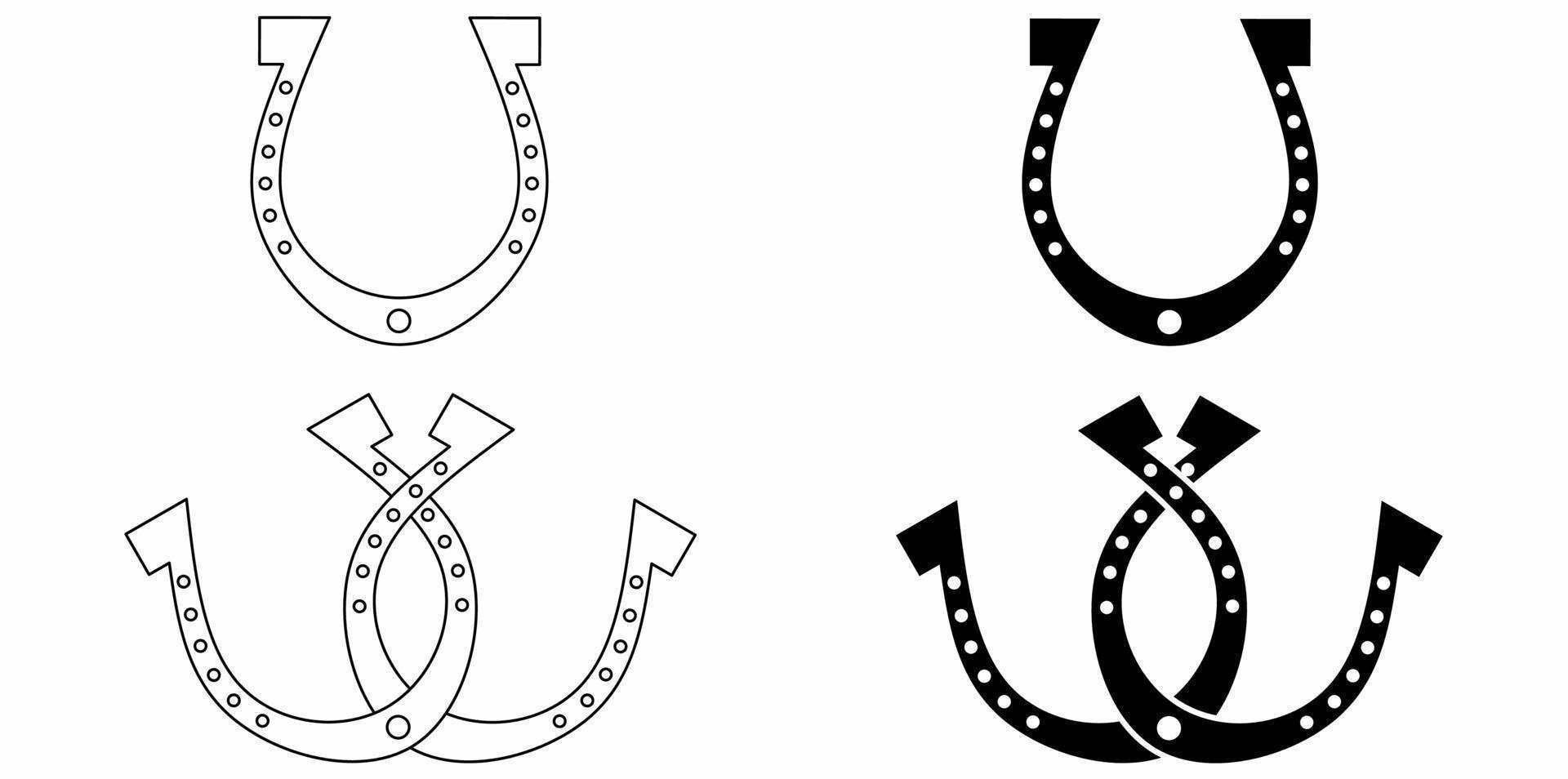 contorno silueta dos herraduras conectadas icono del logotipo vector