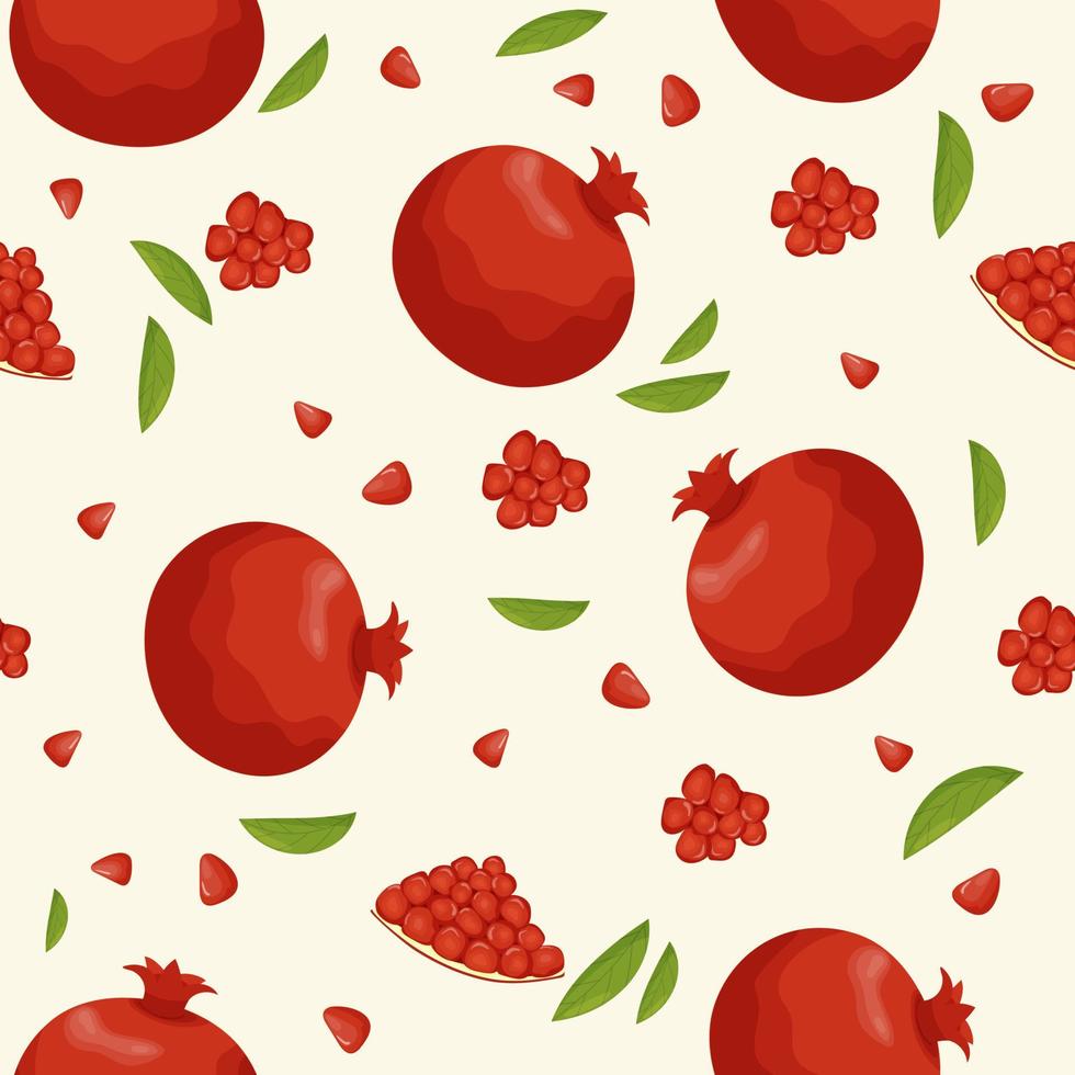 Seamless pattern with red pomegranates and pomegranate pieces. Happy Rosh Hashanah. vector