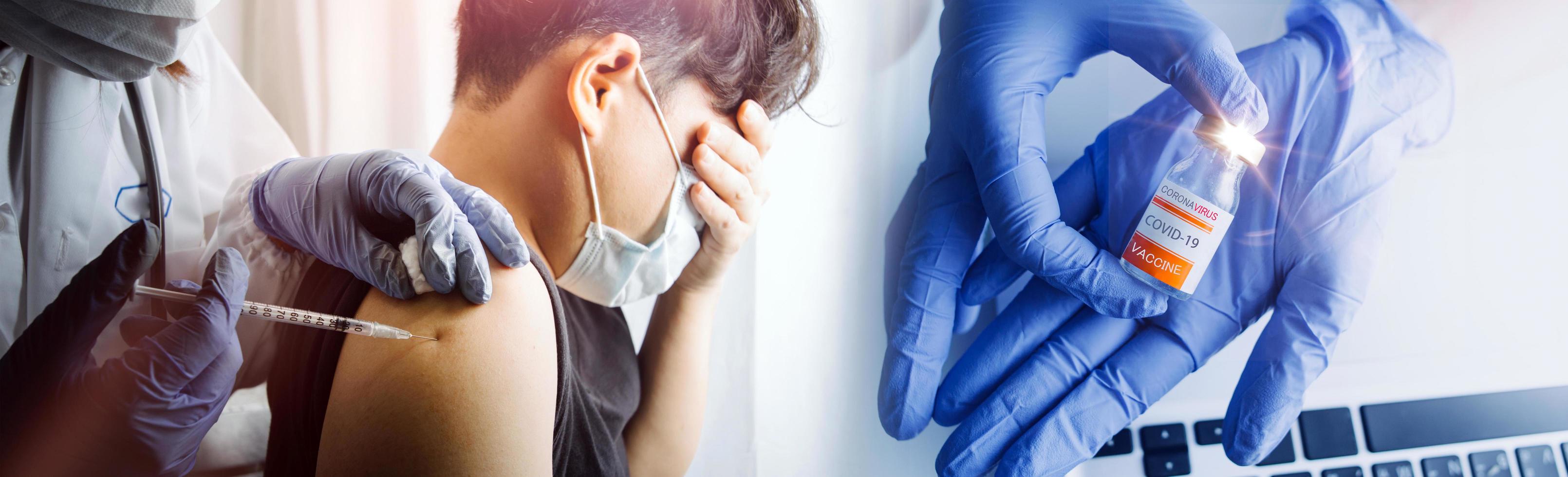 Medicine doctor hand working on a patients x-ray scans digital healthcare and connection with modern virtual screen interface icons, Medical technology and network concept. photo