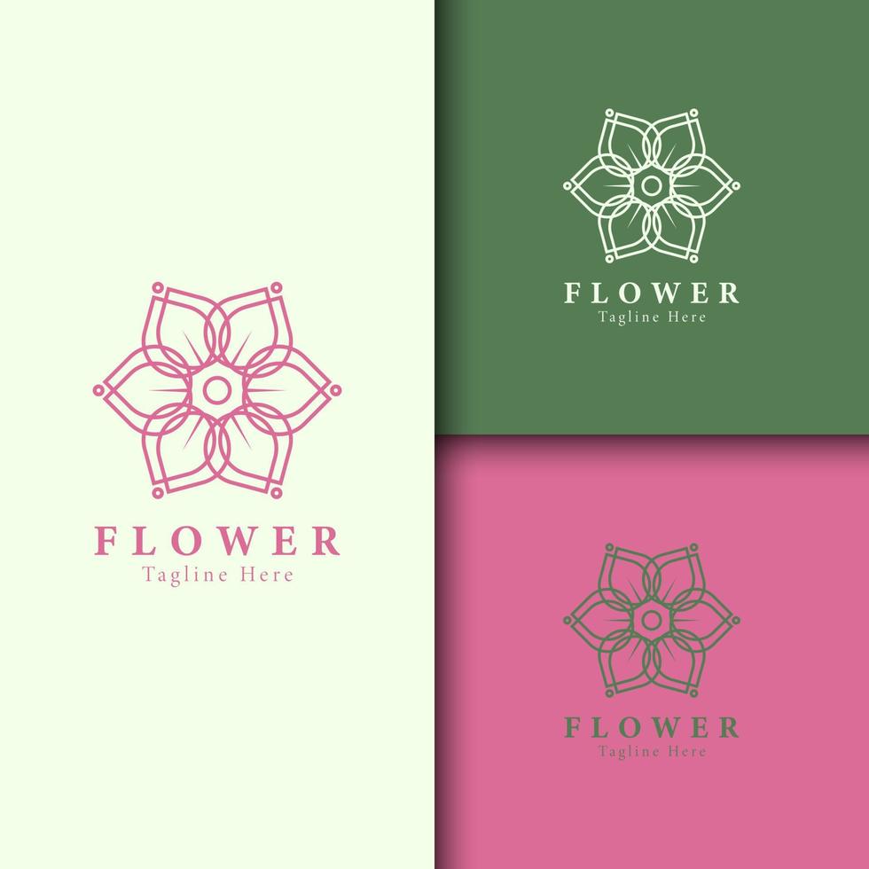 Beauty flower, spa logo template wellness design for health wellness business vector