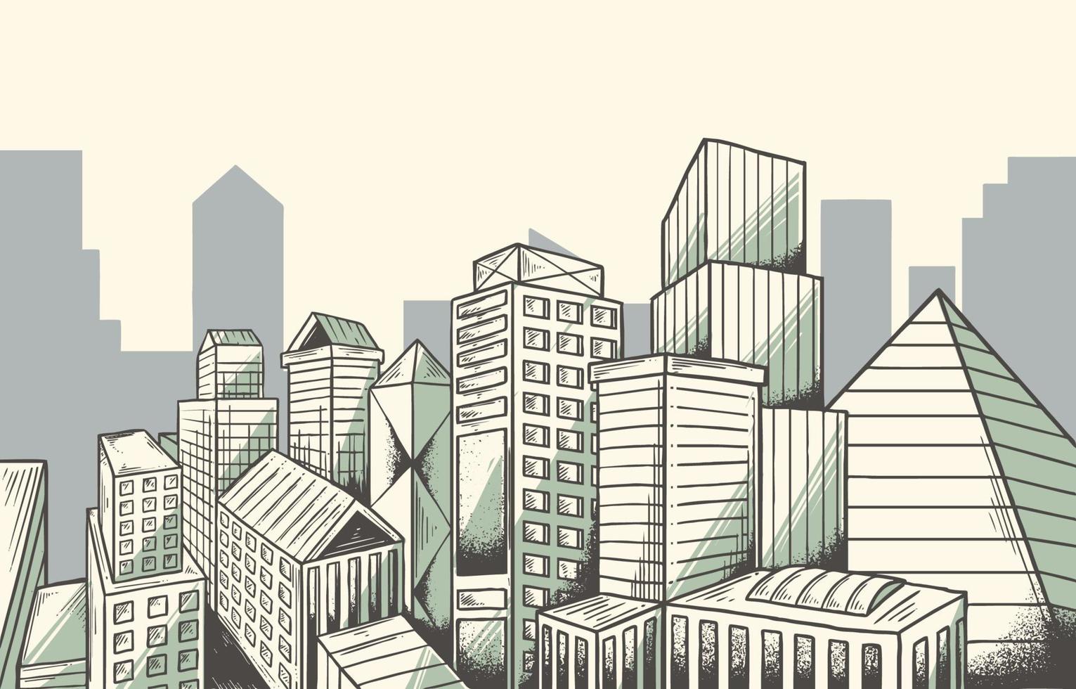city scape hand drawn illustration background vector