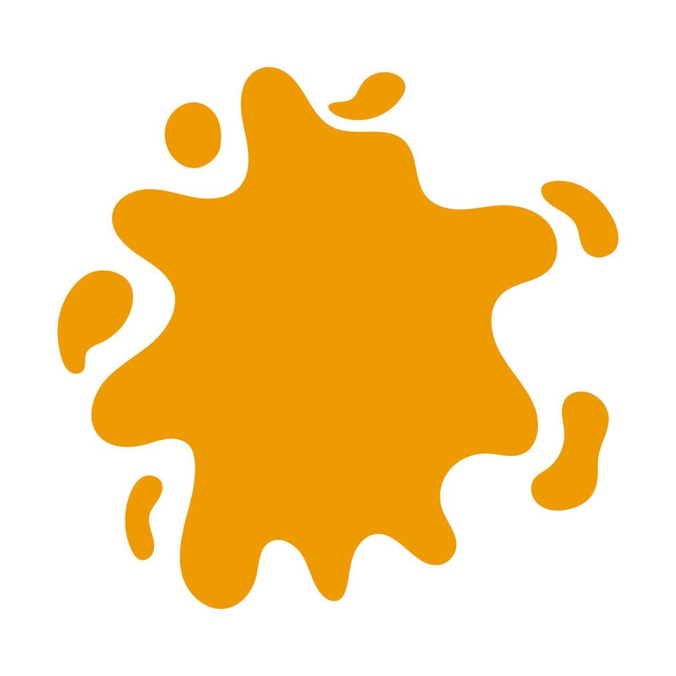 Vector paint splash. Abstract blot. Orange cartoon paint splatter.