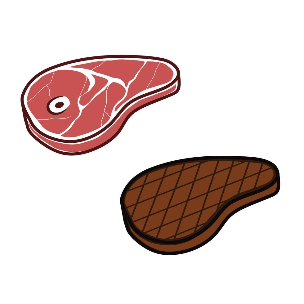 Ilustración de vector de carne cruda y bistec