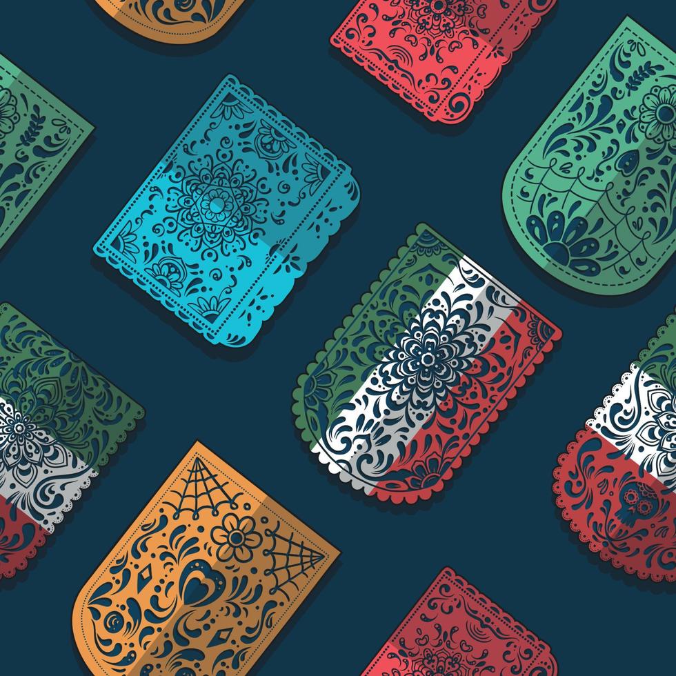 Papel Picado in Dia De Los Muertos Seamless Pattern vector