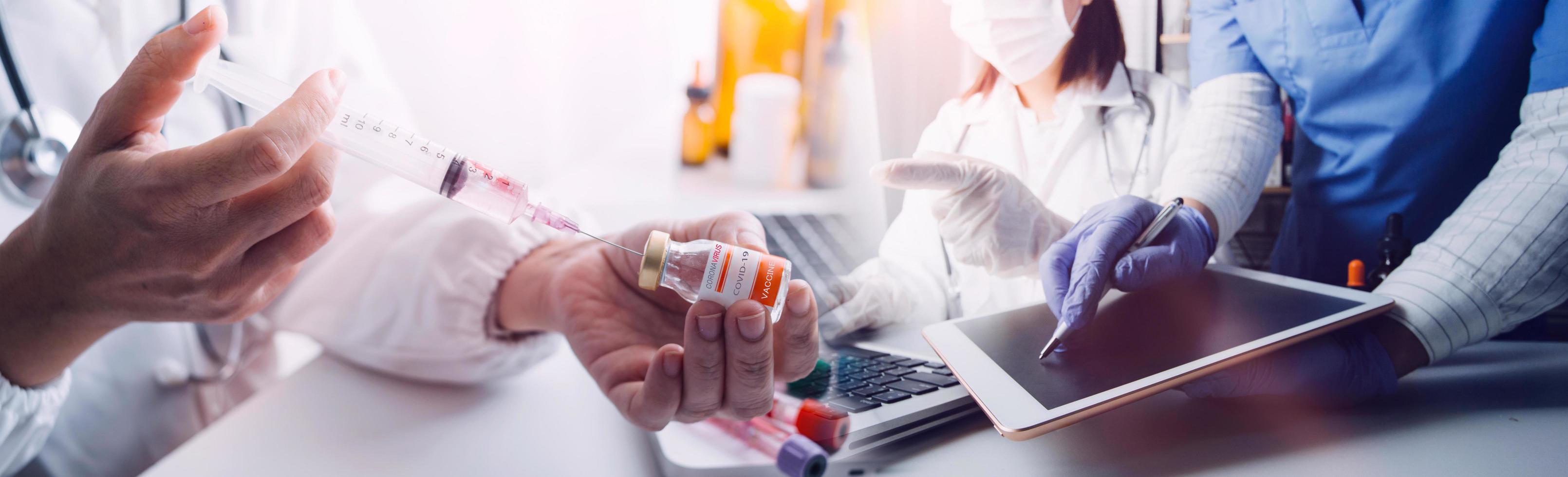 Medicine doctor hand working on a patients x-ray scans digital healthcare and connection with modern virtual screen interface icons, Medical technology and network concept. photo