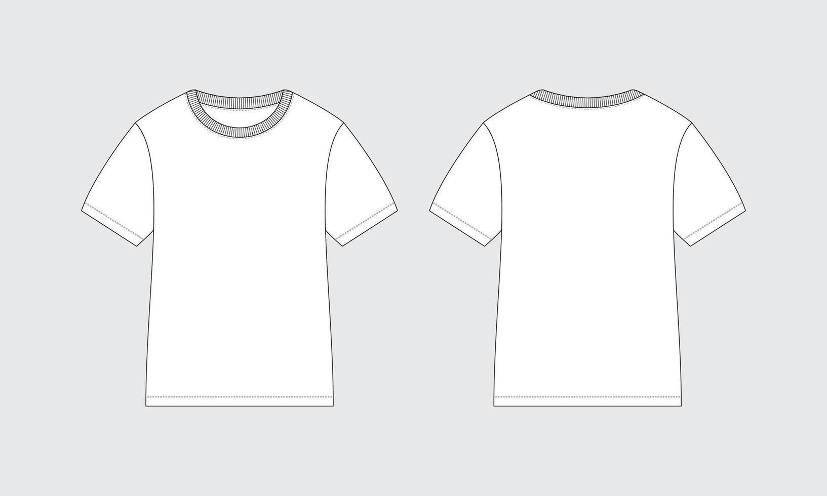 Crewneck t-shirt technical fashion illustraion sketch vector