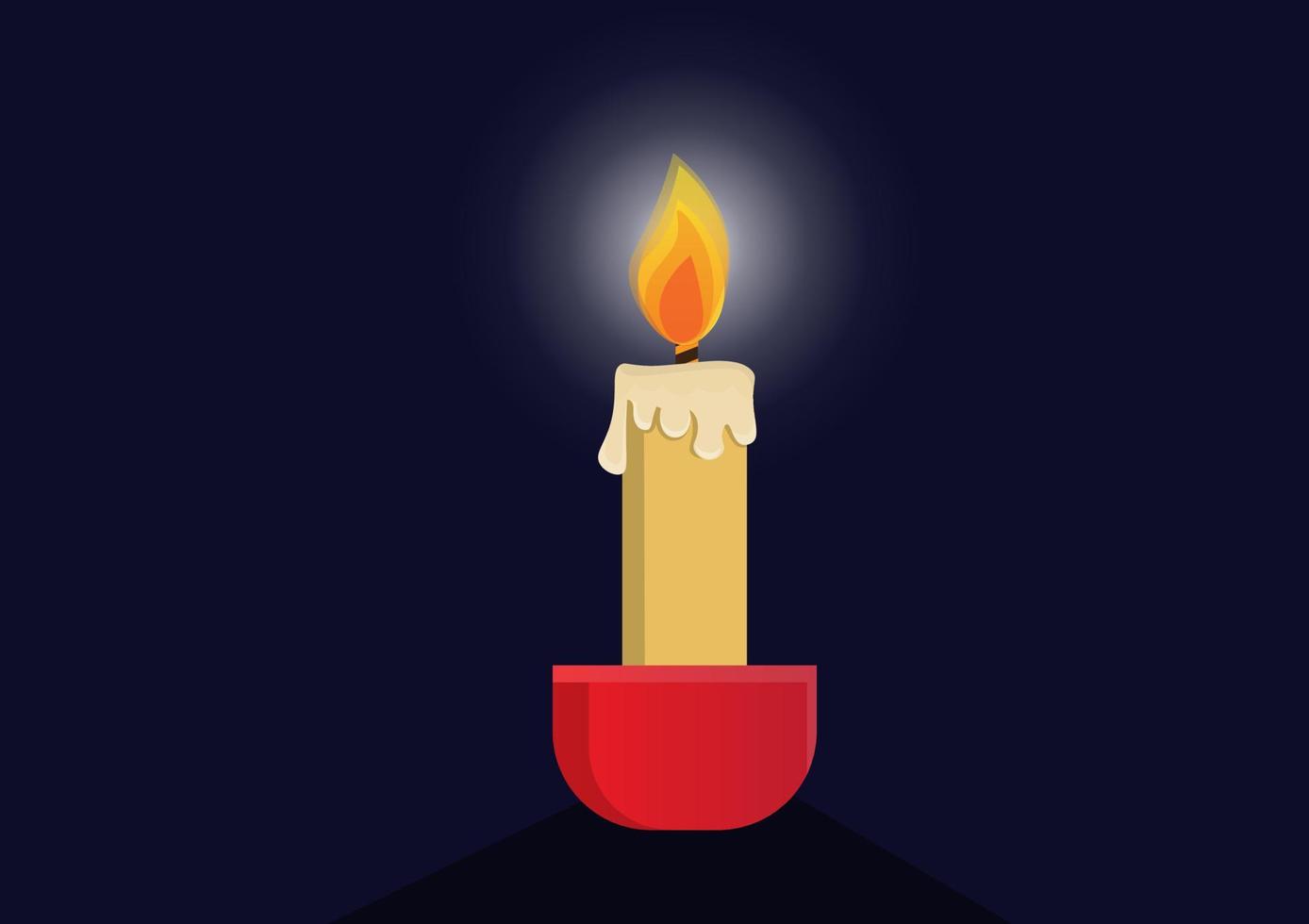 velas encendidas sobre una vela conmemorativa de fondo azul oscuro. ilustración vectorial vector