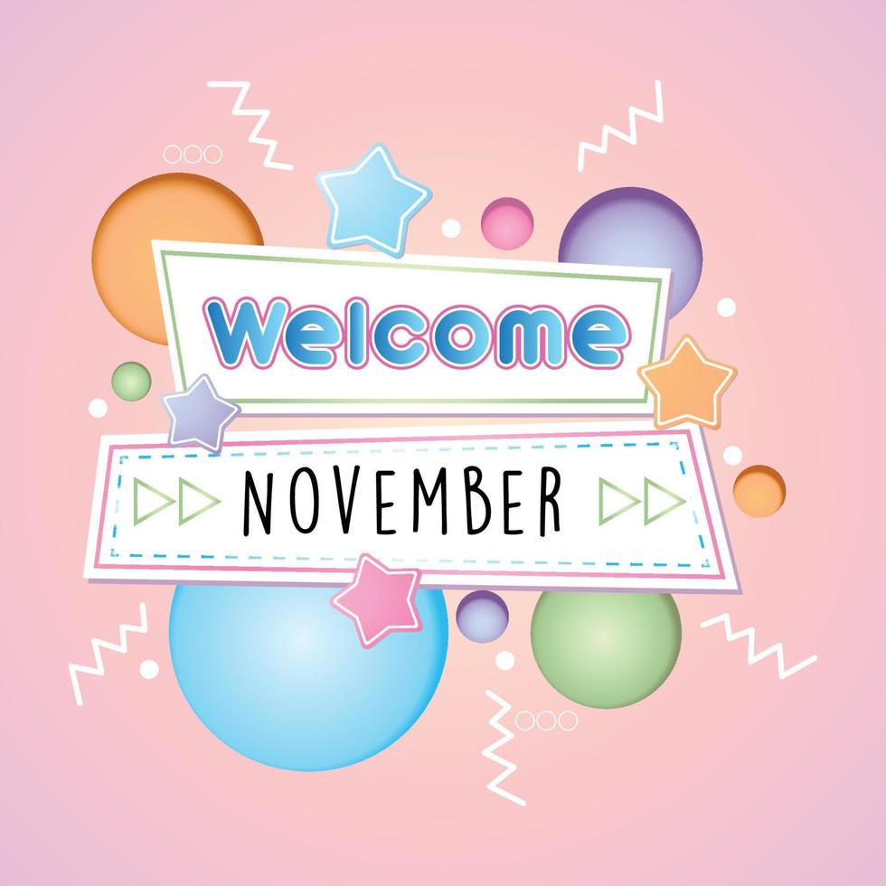 Bienvenido noviembre. vector para saludar, nuevo mes 11895497 Vector en