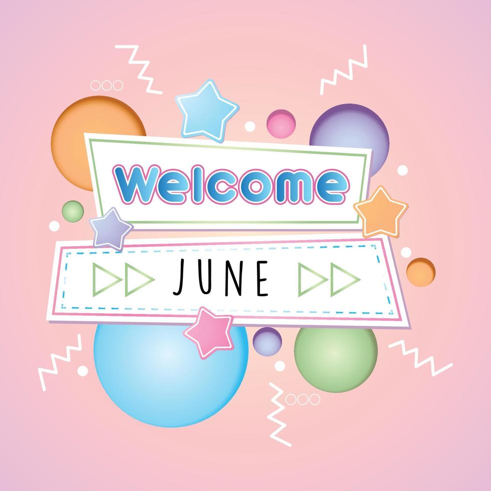 Bienvenido junio. vector para saludar, nuevo mes