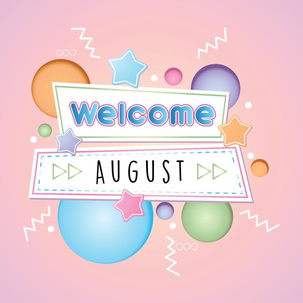 Bienvenido agosto. vector para saludar, nuevo mes