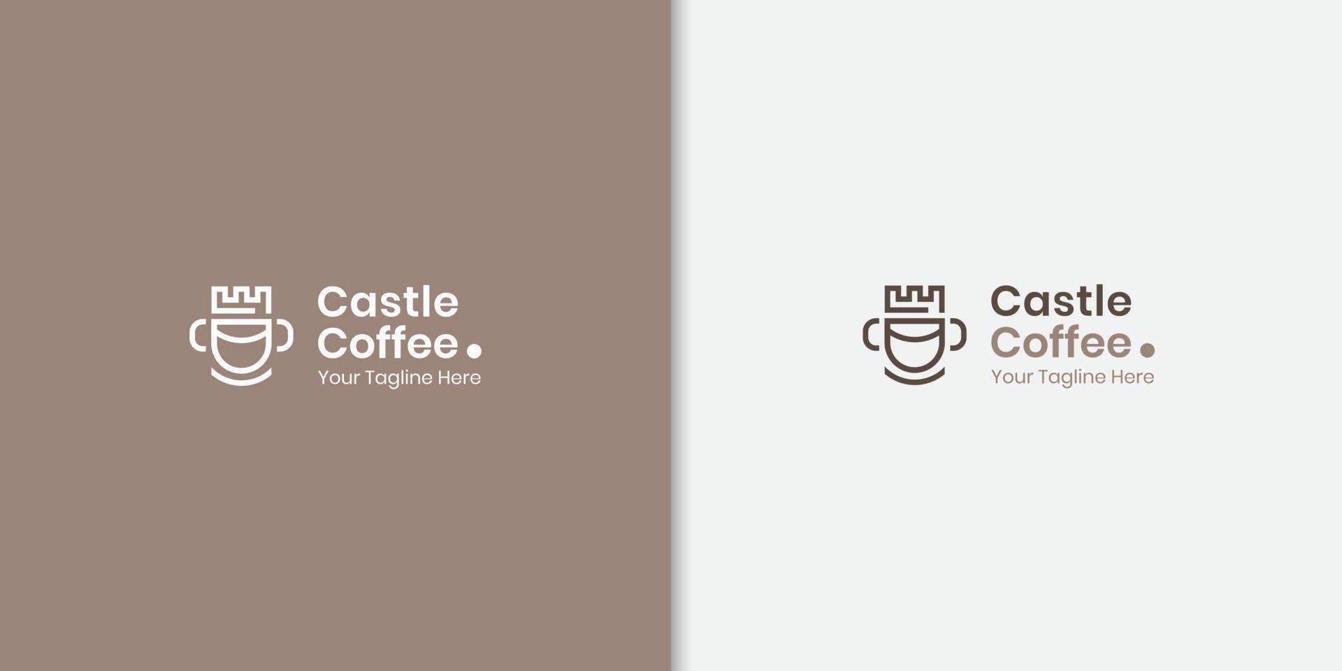 Coffee shop royal logo concept with castle and coffee cup design template vector