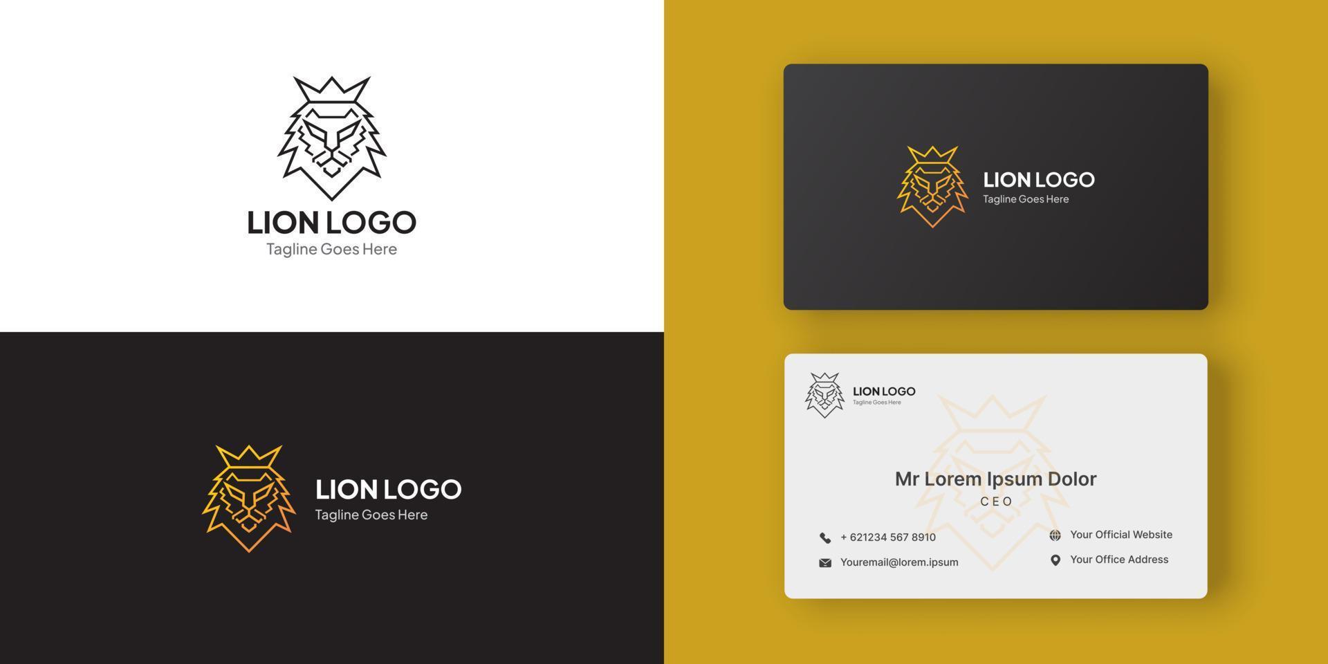 Lion Logo with king crown design template vector