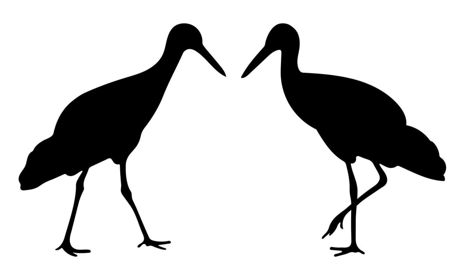 Bird stork shape, black silhouette of a stork, wildlife animal vector