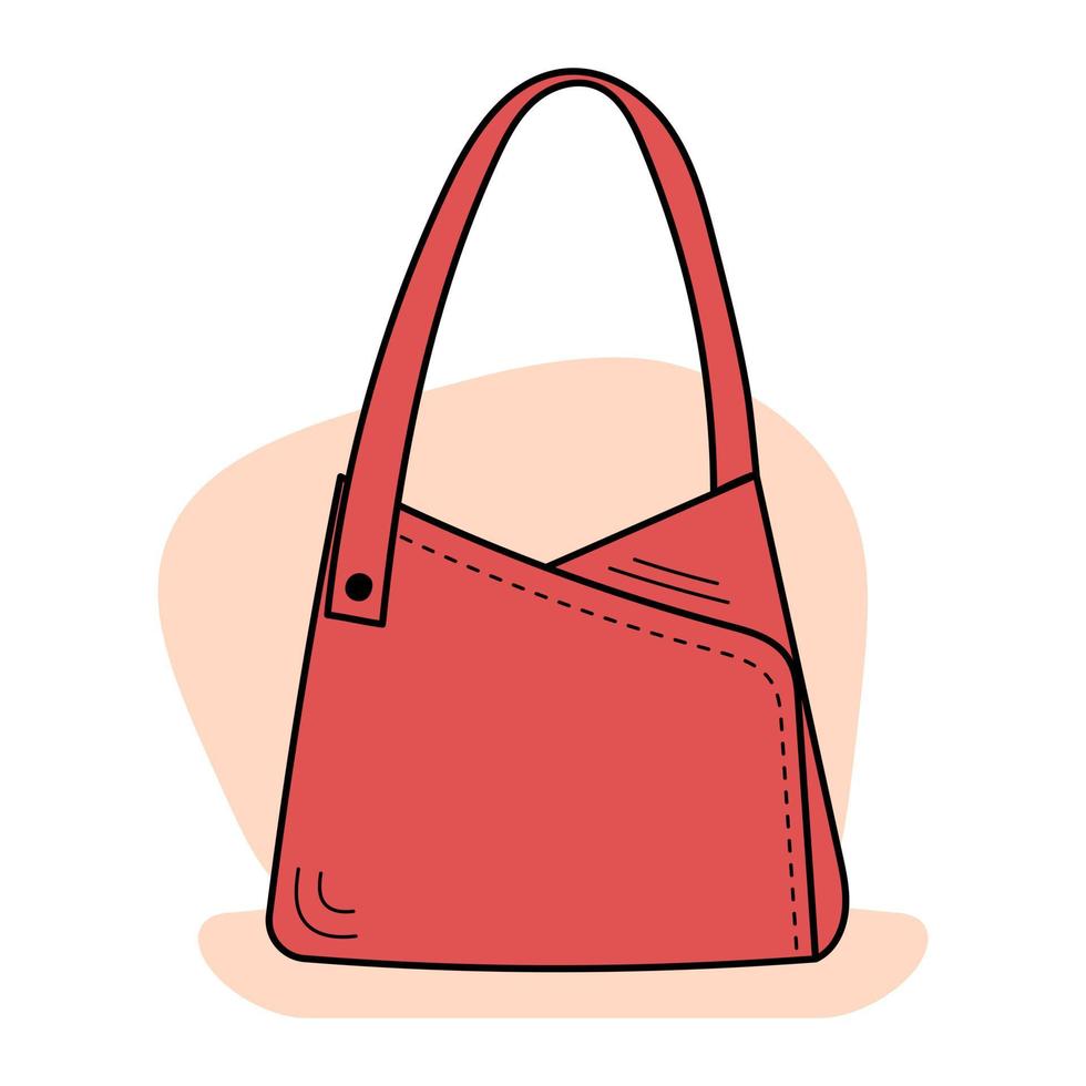 Freehand line art of womens handbag silhouette. Piece of clothing. Accessory. Isolated illustration. vector