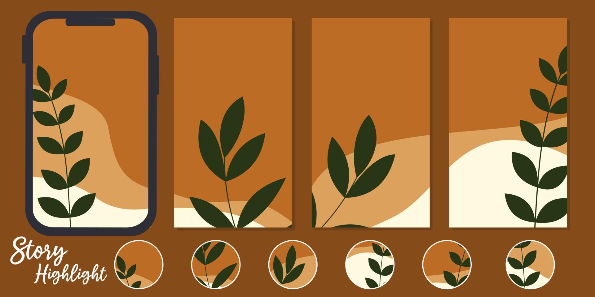 story and Highlight covers backgrounds. Set of botanical icons.boho contemporary style.Vector round social media stories for bloggers. vector