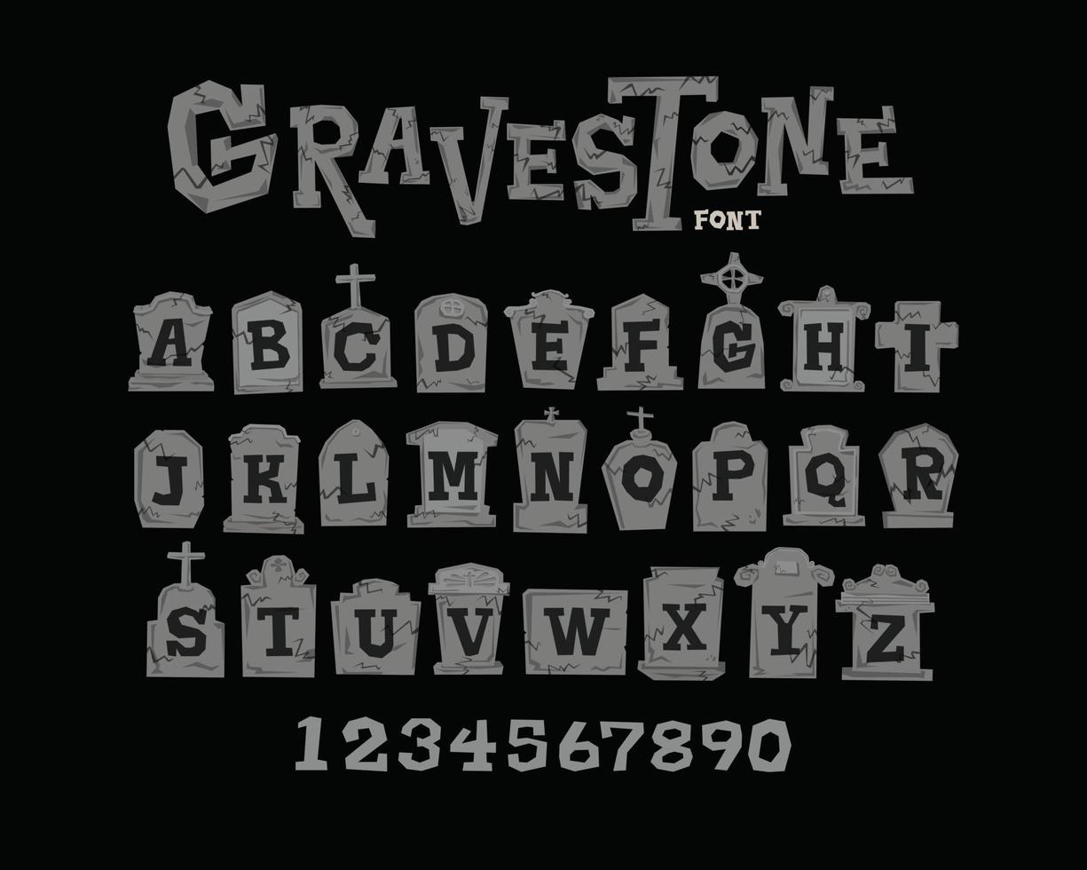 Gravestone Font Rough Geometric Style Lettering vector