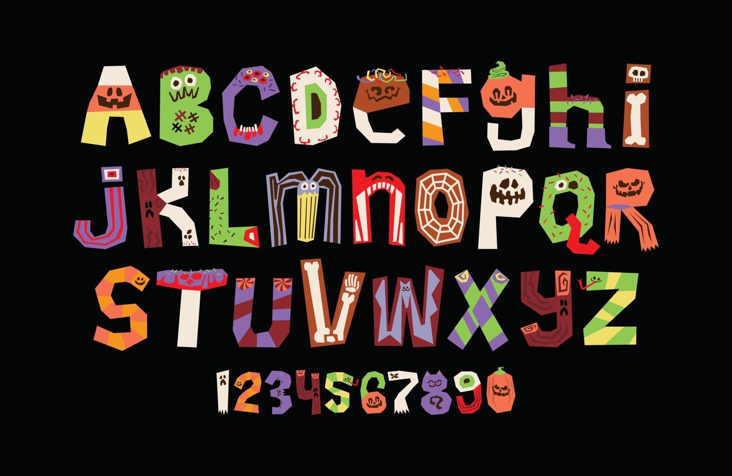 Halloween Sweets Monster Font Rough Geometric Style Lettering vector