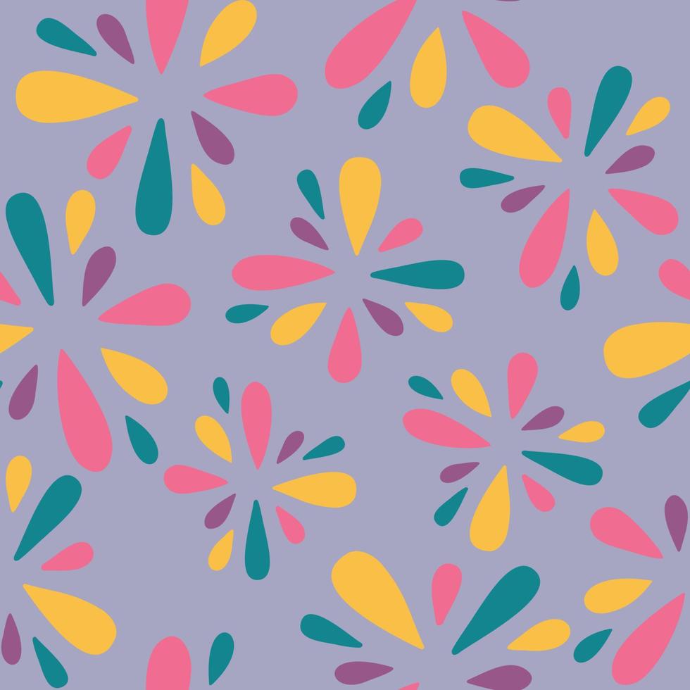 Abstract colorful splash seamless pattern. Vibrant splatter repeat background for kids room decor. Vector illustration
