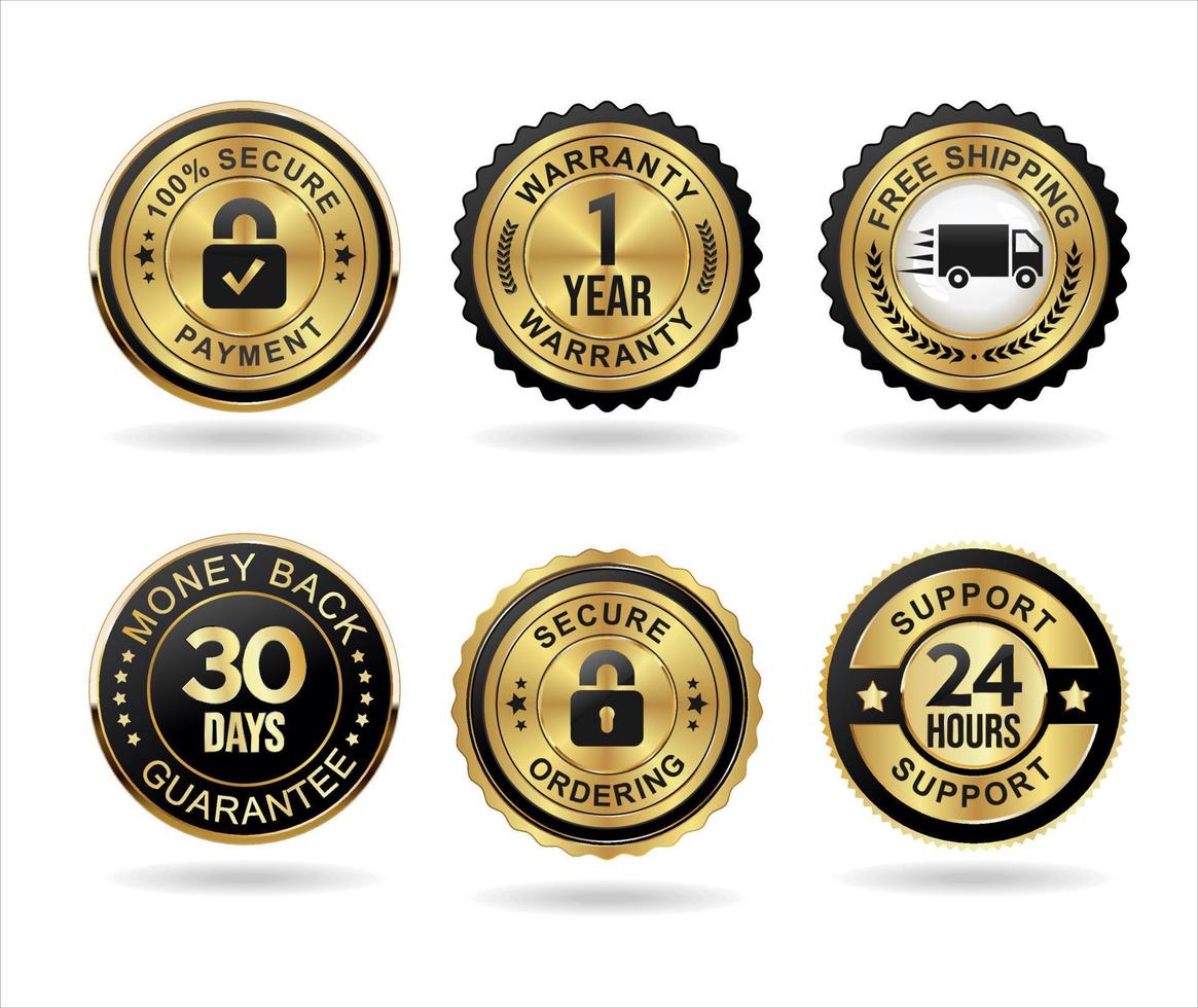 Shopping badge of free shipping warranty money back and satisfaction vector