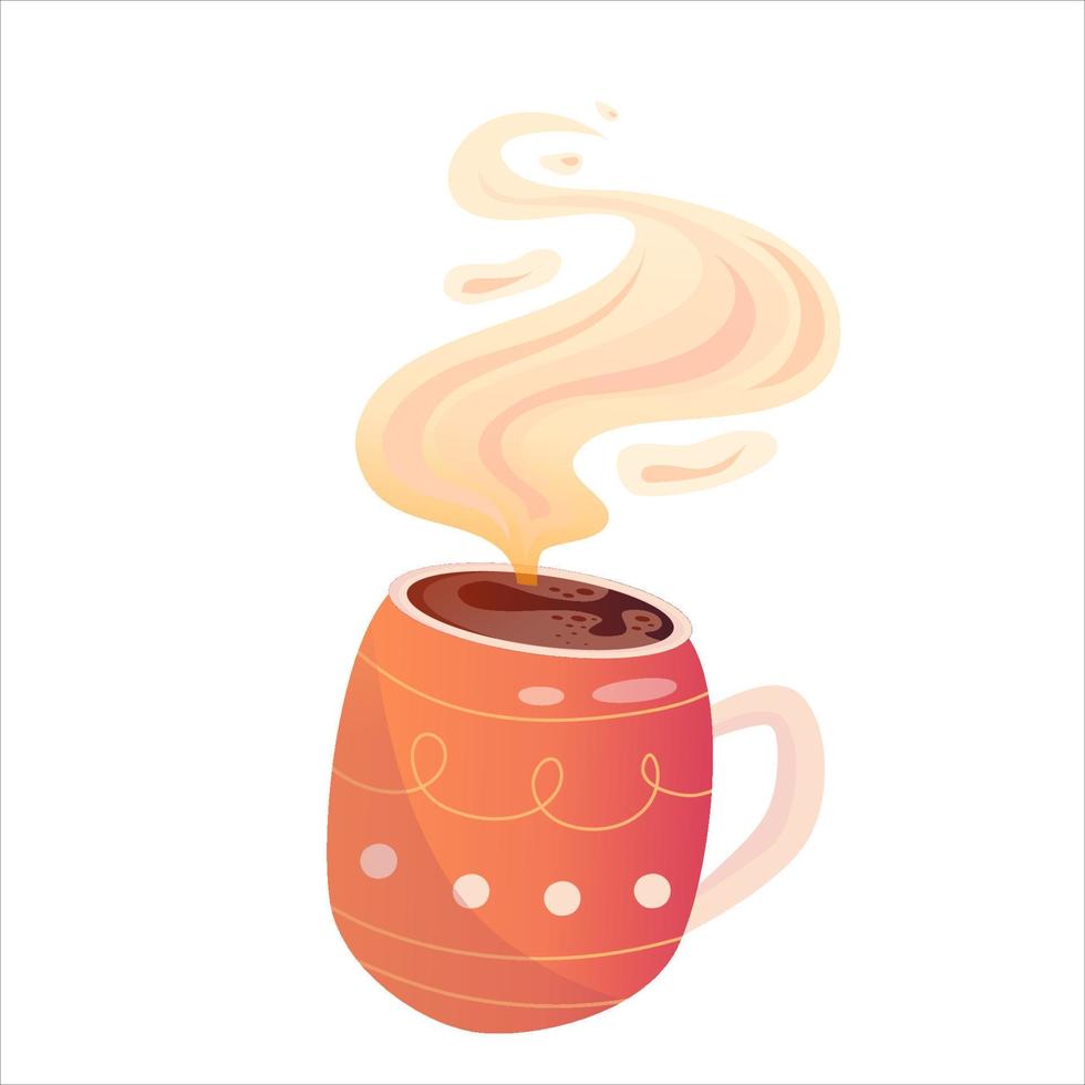 hygge acogedora taza de café de navidad aislada. ilustración vectorial plana de dibujos animados. ilustración vectorial aislada. decoración navideña de vacaciones. elementos acogedores de navidad vector