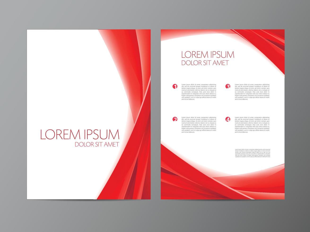 Vector set of red wavy abstract covers, brochures, flyers, flowin