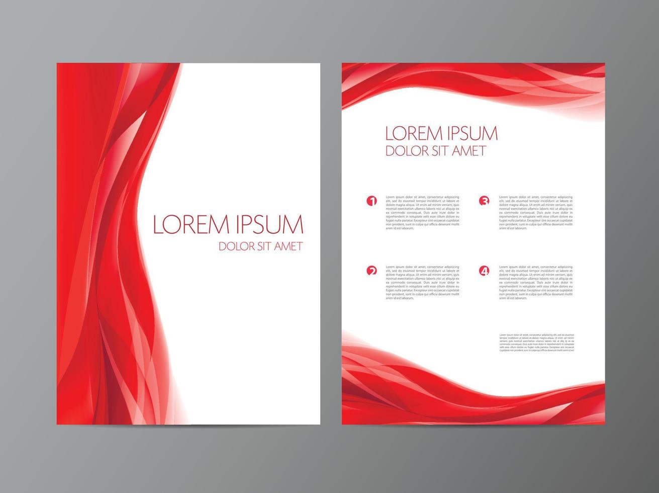 Vector set of red wavy abstract covers, brochures, flyers, flowin