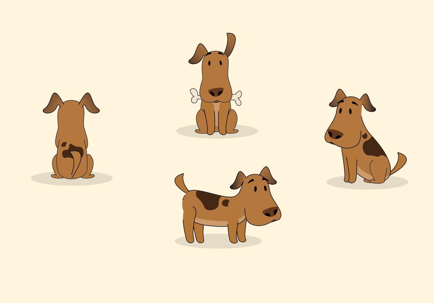 juego de perros de dibujos animados. perros feliz lindo animal poses vector aislado símbolo ilustración